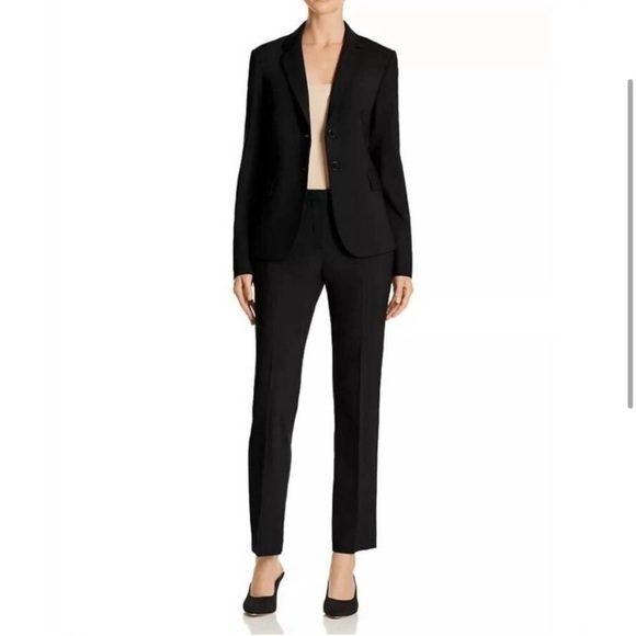 Theory Hartsdale Straight Leg Black Dress Trousers Size 12 - Picture 1 of 11